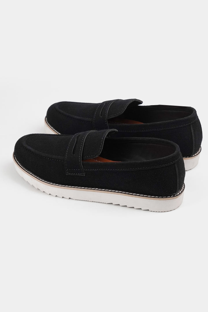 Slip On Suede Loafers - Black