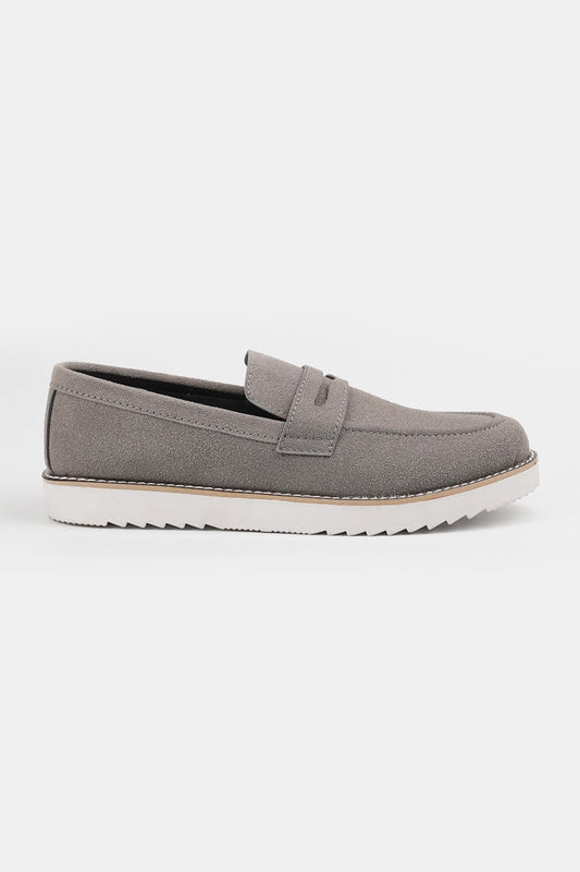Slip On Suede Loafers - Grey