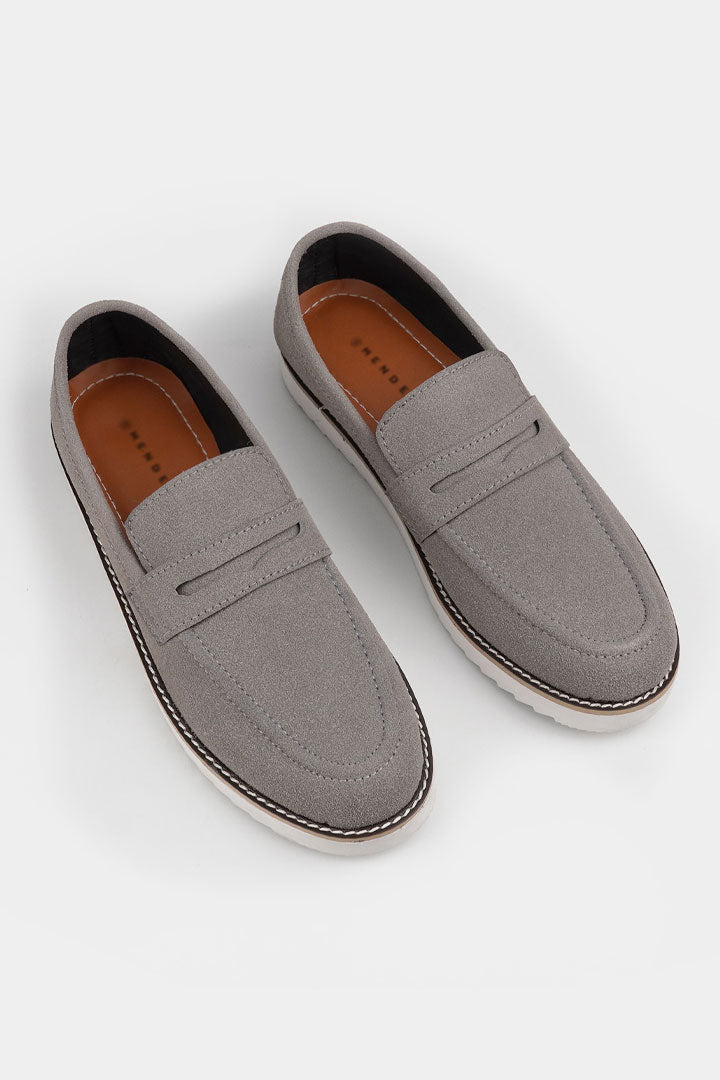 Slip On Suede Loafers - Grey