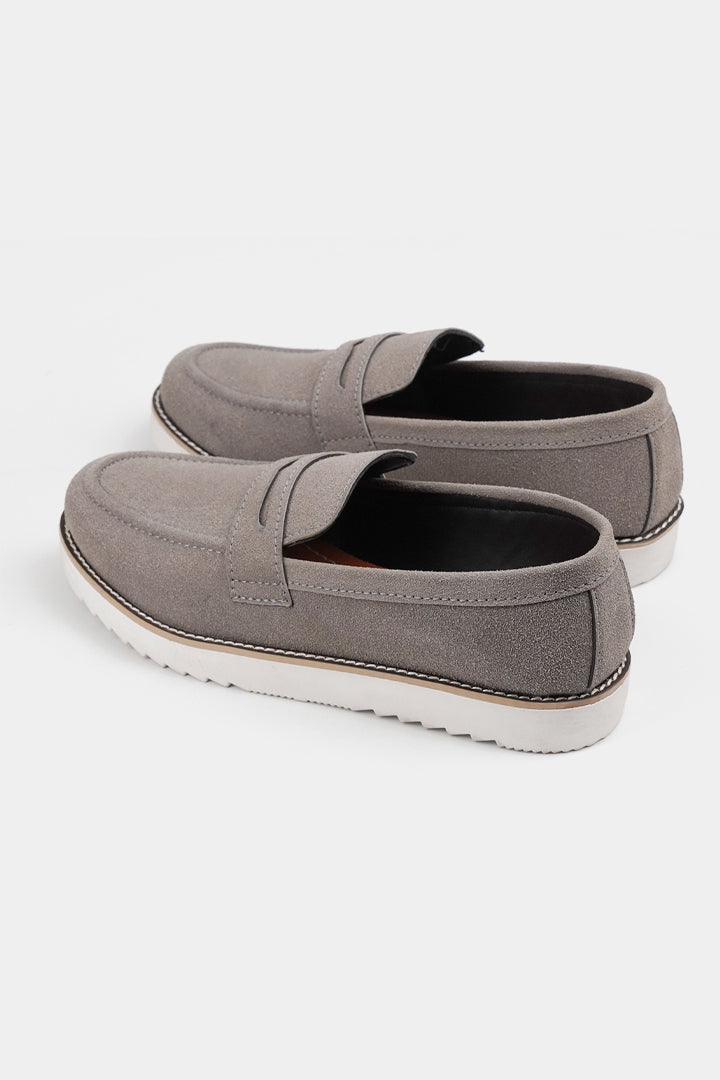 Slip On Suede Loafers - Grey