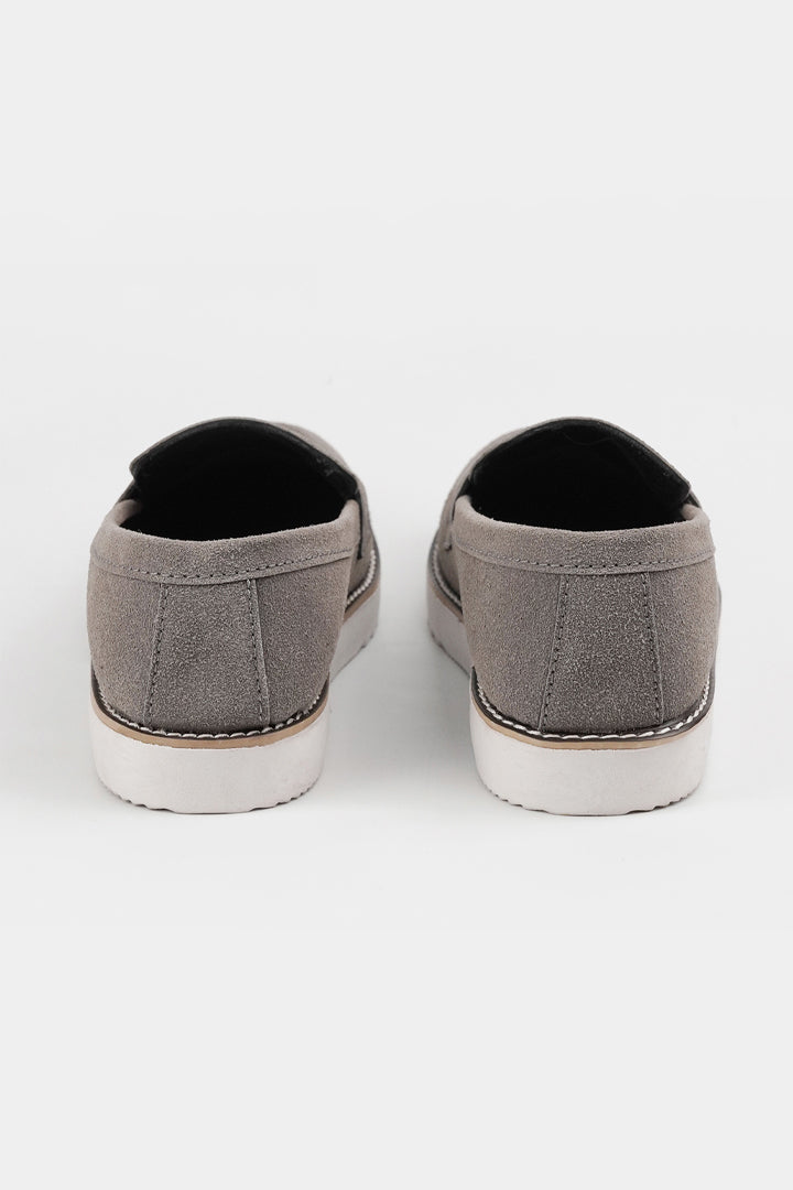 Slip On Suede Loafers - Grey