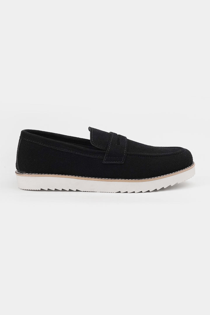Slip On Suede Loafers - Black