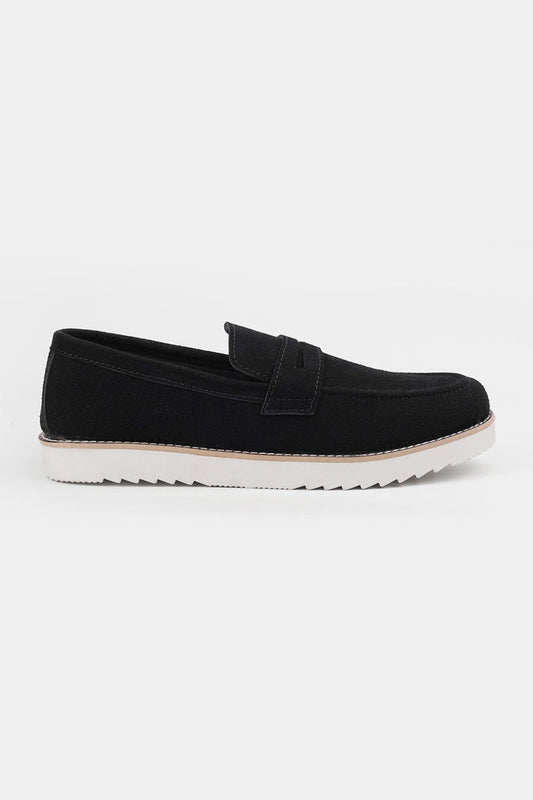 Slip On Suede Loafers - Black