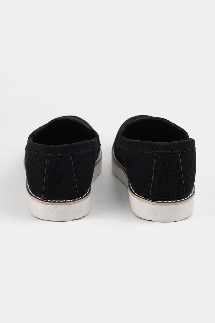 Slip On Suede Loafers - Black