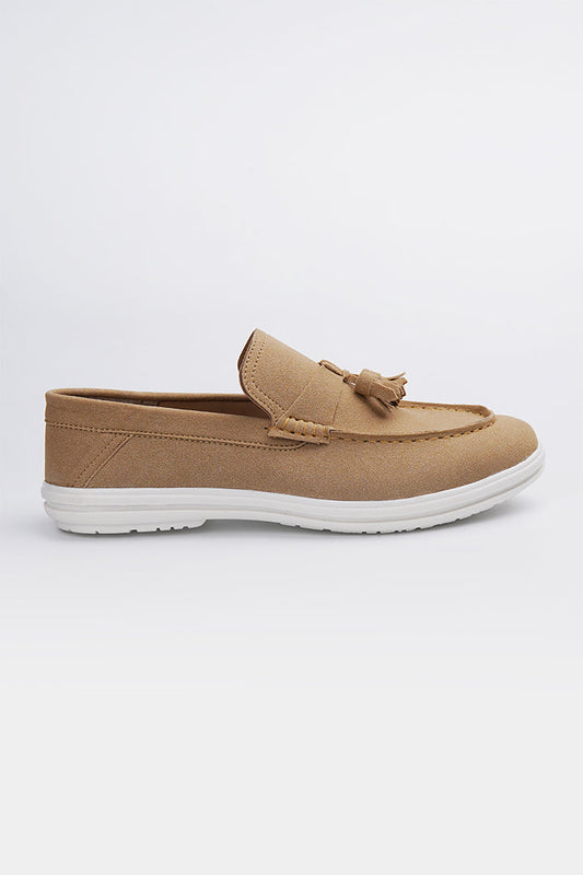 Slip On Suede Loafers - Beige